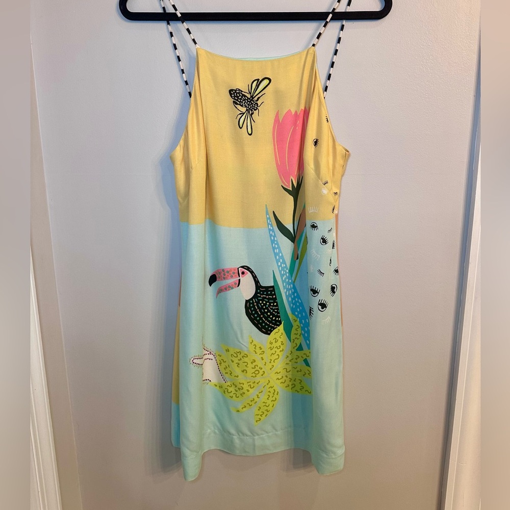 FARM Rio toucan mini dress with dainty rope straps
